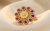 Premium Floral Ruby-Accent Adjustable Ring🌸✨
