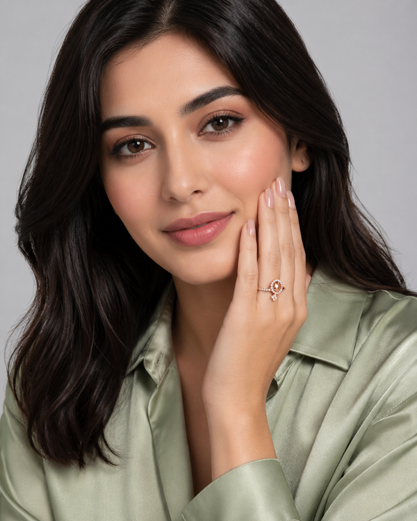Orisil Jewels 925 Sterling Silver Adjustable Ring for Women | CZ Sparkling Design | BIS Hallmarked | Silver & Rose Gold Colour | Gift for Women and Girls