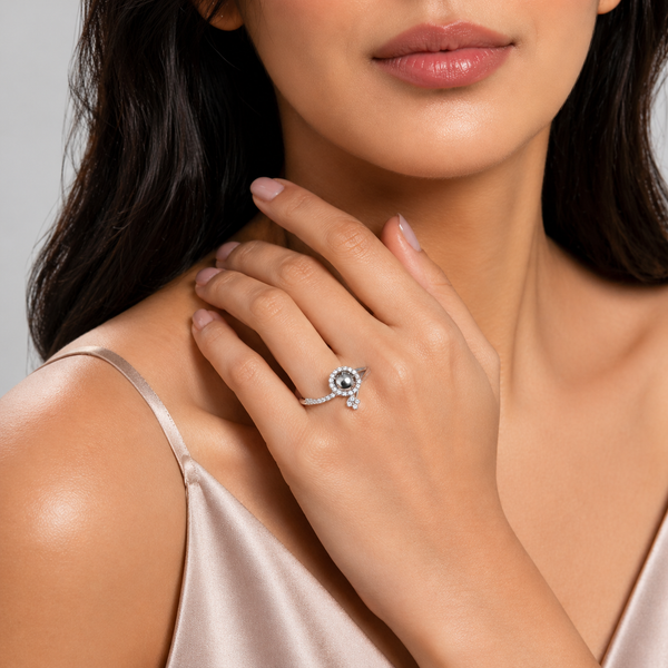 Orisil Jewels 925 Sterling Silver Adjustable Ring for Women | CZ Sparkling Design | BIS Hallmarked | Silver & Rose Gold Colour | Gift for Women and Girls