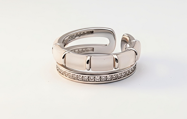 Orisil Elegant Dual-Tone Sterling Silver Ring