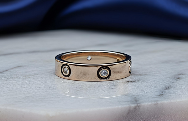 Orisil Contemporary Gold-Finished Crystal Band