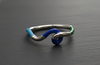 Orisil Contemporary Enamel Silver Wave Band