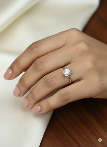 Orisil Jewels: Classic Solitaire Sparkle Ring Crafted with Pure 92.5 Sterling Silver