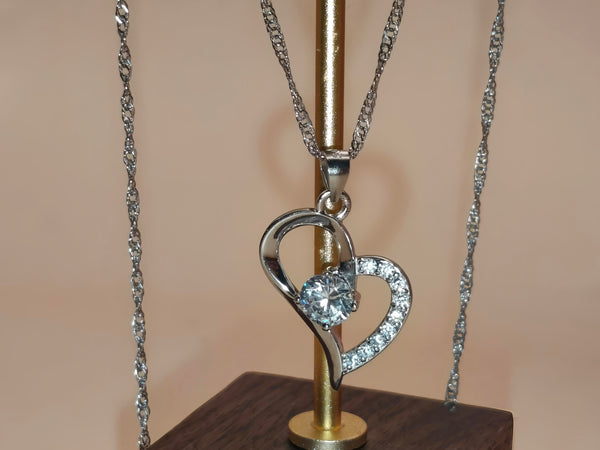 Elegant Heart Pendant Necklace (92.5 Sterling Silver)