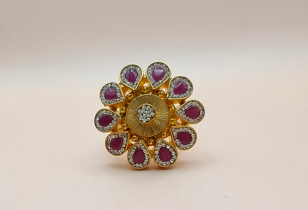 Premium Floral Ruby-Accent Adjustable Ring🌸✨