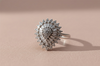 Exquisite Diamond-Style Sunburst Statement Ring in White Gold Finish