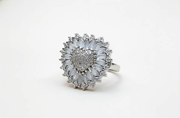 Orisil Jewels Heart-in-Bloom Statement Ring – 92.5 Sterling Silver