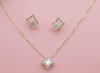 Orisil Jewels™ Star-Shaped Mother of Pearl Necklace & Earrings Set in 92.5 Silver.