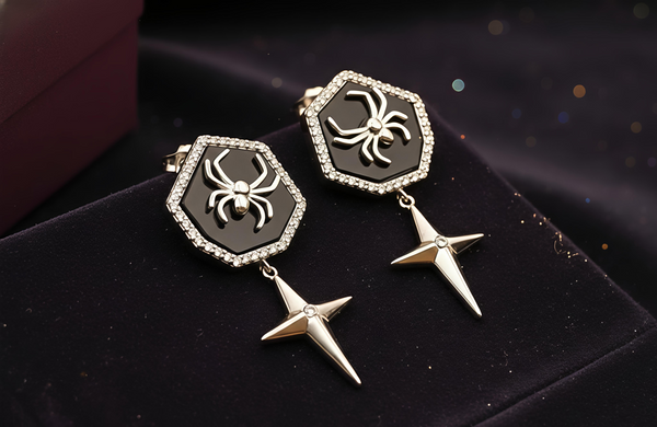 Elegant Spider Motif Drop Earrings