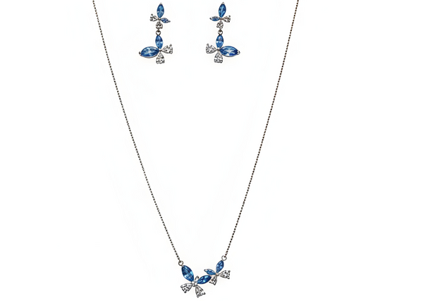 Crystal Butterfly Necklace & Earrings Set
