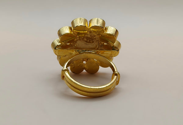 Premium Floral Ruby-Accent Adjustable Ring🌸✨