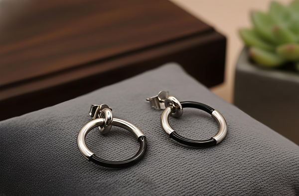Elegant Dual-Tone Silver Hoop Earrings