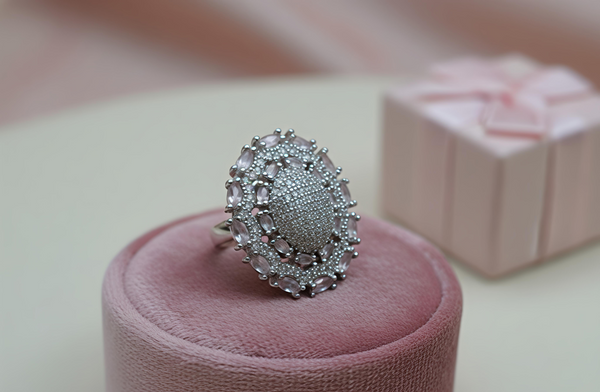 Orisil Jewels Majestic Floral Bloom Statement Ring – 92.5 Sterling Silver.