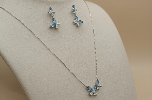 Crystal Butterfly Necklace & Earrings Set