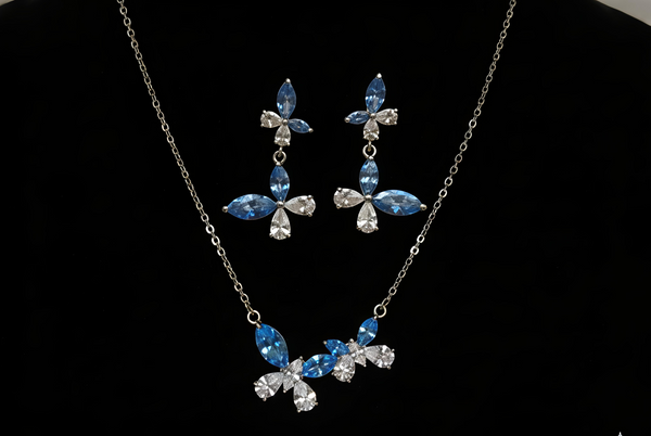 Crystal Butterfly Necklace & Earrings Set