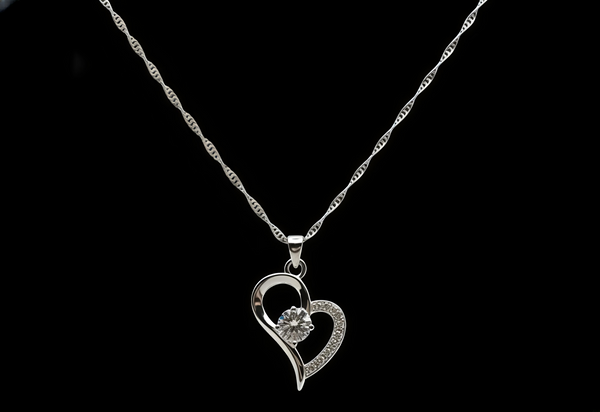Elegant Heart Pendant Necklace (92.5 Sterling Silver)