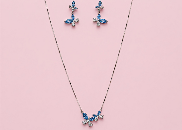 Crystal Butterfly Necklace & Earrings Set
