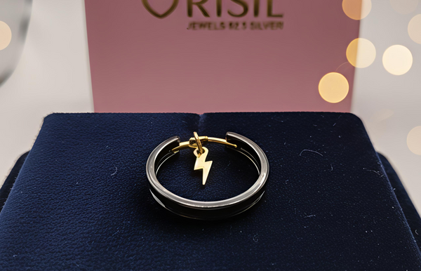 Orisil Electrifying Lightning Motif Statement Ring