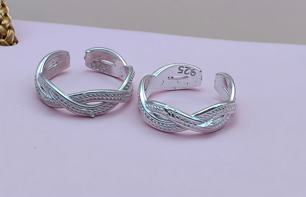 Orisil Jewels™ Braided Infinity Silver Toe Rings