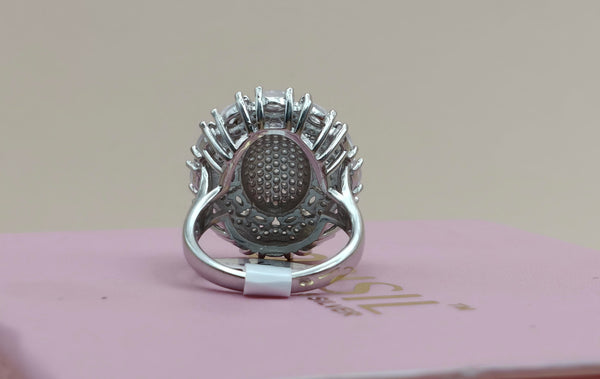 Orisil Jewels Majestic Floral Bloom Statement Ring – 92.5 Sterling Silver.