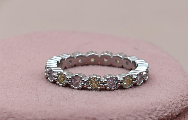 Orisil Jewels Pastel Multi-Stone Eternity Ring – 92.5 Sterling Silver