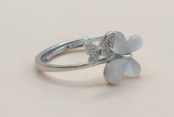 Orisil Jewels: Silver Butterfly & Flower Ring Crafted in 92.5 Silver