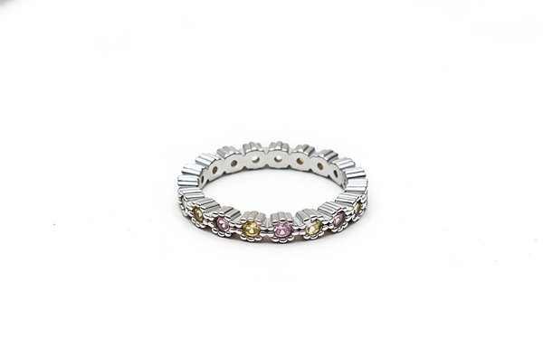 Orisil Jewels Pastel Multi-Stone Eternity Ring – 92.5 Sterling Silver