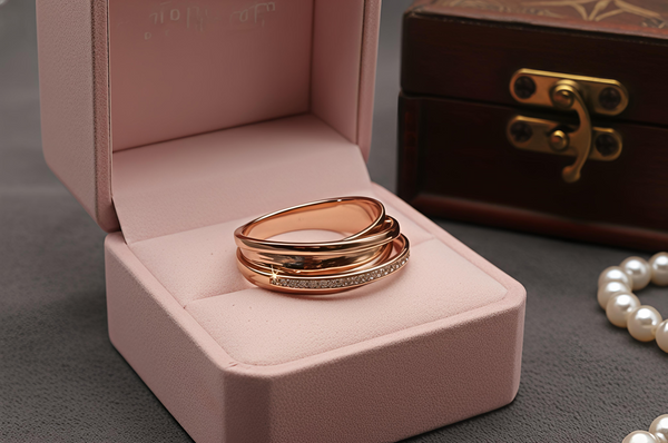 Rose Gold Finish Multi-Layered Designer Ring