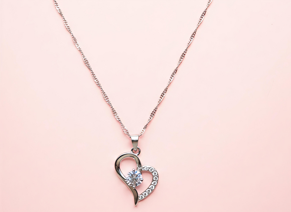 Elegant Heart Pendant Necklace (92.5 Sterling Silver)