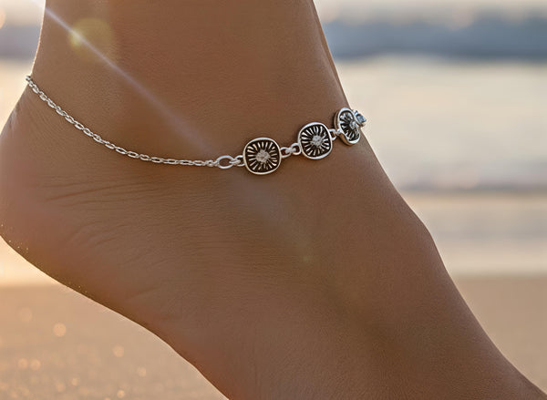 Exquisite 92.5 Sterling Silver Medallion Anklet πβ¨