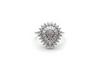 Exquisite Diamond-Style Sunburst Statement Ring in White Gold Finish
