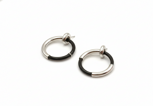 Elegant Dual-Tone Silver Hoop Earrings