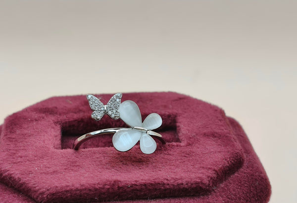Orisil Jewels: Silver Butterfly & Flower Ring Crafted in 92.5 Silver