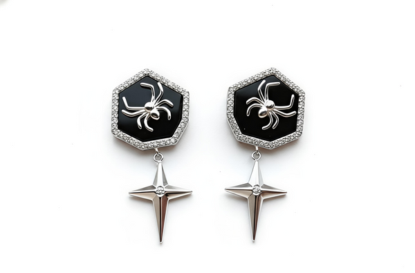 Elegant Spider Motif Drop Earrings