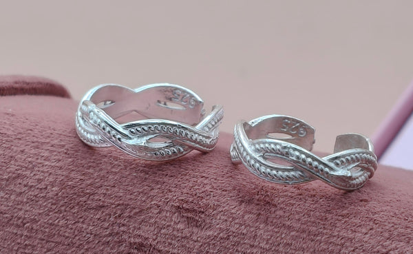 Orisil Jewels™ Braided Infinity Silver Toe Rings