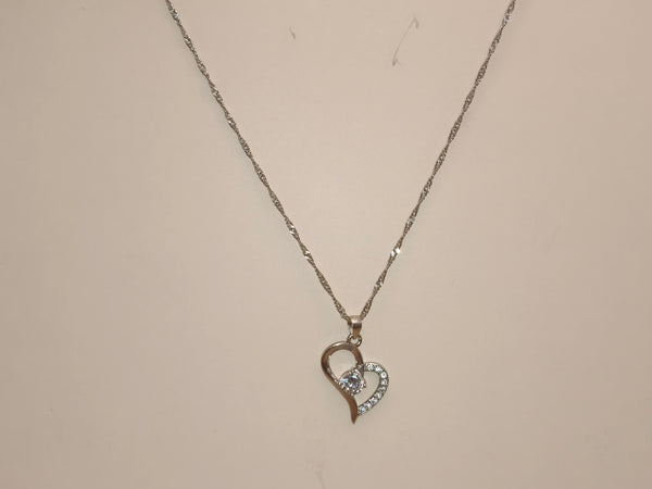 Elegant Heart Pendant Necklace (92.5 Sterling Silver)