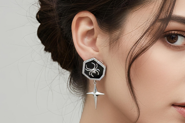 Elegant Spider Motif Drop Earrings