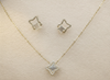 Orisil Jewels™ Star-Shaped Mother of Pearl Necklace & Earrings Set in 92.5 Silver.