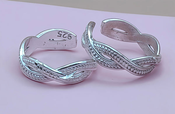 Orisil Jewels™ Braided Infinity Silver Toe Rings