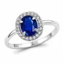 Oval Gemstone Halo Ring for Women | 925 Sterling Silver | Sparkling CZ Accent Stones | Available in Blue & Red Stone Variants