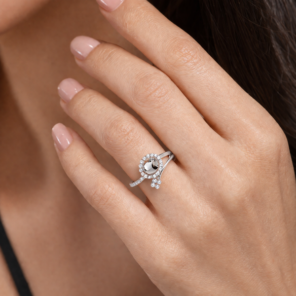 Orisil Jewels 925 Sterling Silver Adjustable Ring for Women | CZ Sparkling Design | BIS Hallmarked | Silver & Rose Gold Colour | Gift for Women and Girls
