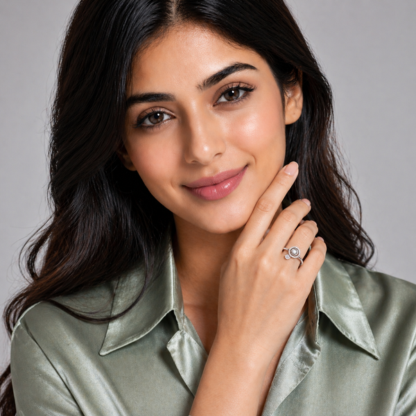 Orisil Jewels 925 Sterling Silver Adjustable Ring for Women | CZ Sparkling Design | BIS Hallmarked | Silver & Rose Gold Colour | Gift for Women and Girls