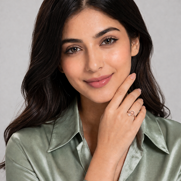 Orisil Jewels 925 Sterling Silver Adjustable Ring for Women | CZ Sparkling Design | BIS Hallmarked | Silver & Rose Gold Colour | Gift for Women and Girls