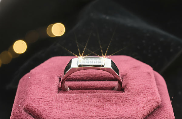 92.5 Sterling Silver Classic Rectangular Gents Ring