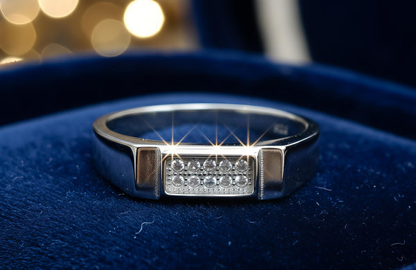 92.5 Sterling Silver Classic Rectangular Gents Ring