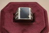 92.5 Sterling Silver Modern Geometric Onyx Gents Ring.