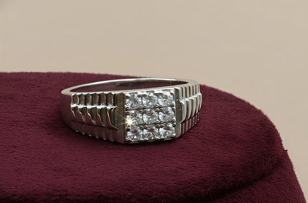 Elite 92.5 Sterling Silver Multi-Stone Cluster Men's Ring.