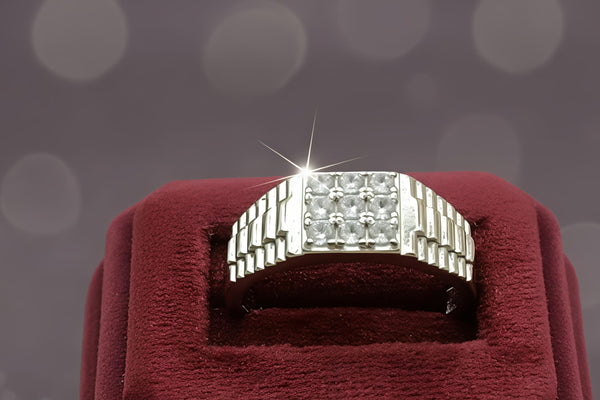 Elite 92.5 Sterling Silver Multi-Stone Cluster Men's Ring.