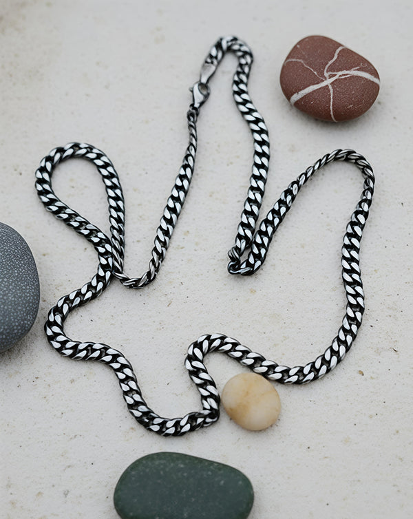 92.5 Sterling Silver Modern Curb Link Chain.