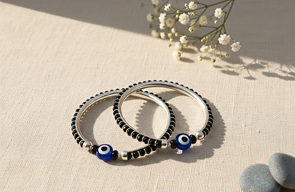 Sterling Silver Baby Nazariya Bangles (92.5 Chandi)